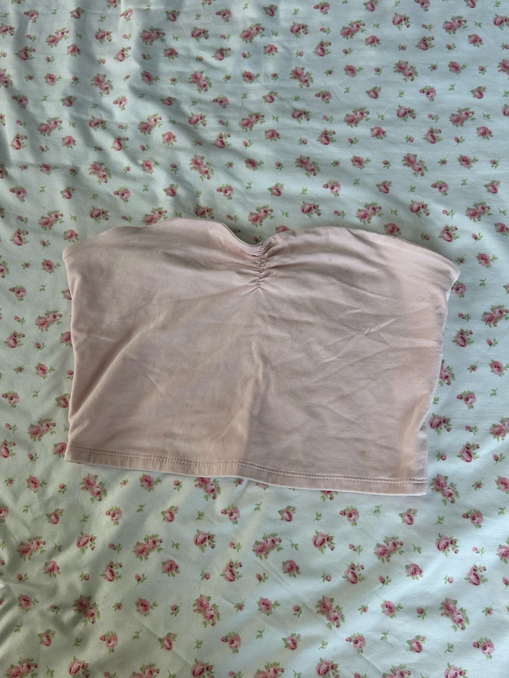 GARAGE Strapless Ruched Bandeau Top - Light Blush